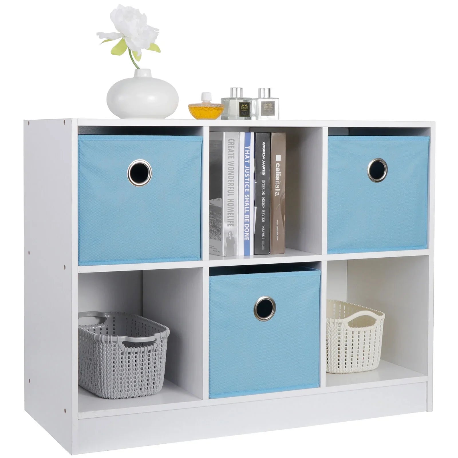 Cubby Storage Shelf Organizer Counter Cabinet Top Bookcase Stackable 6 Cube