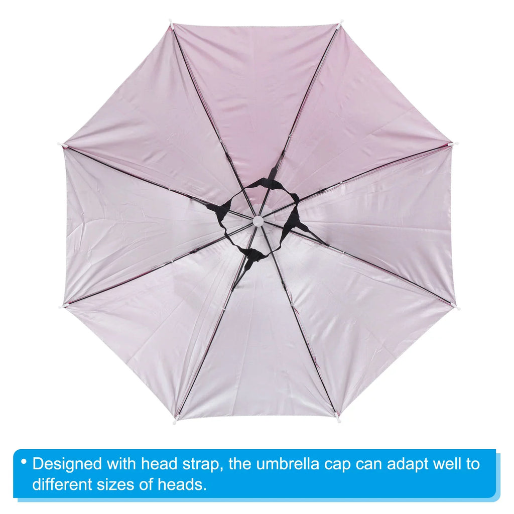 Uxcell OD 27.2" Umbrella Hat Set, 3Pcs Oxford Fabric Folding Single Layer Sun Rain Cap with Head Strip, Purple Blue Red