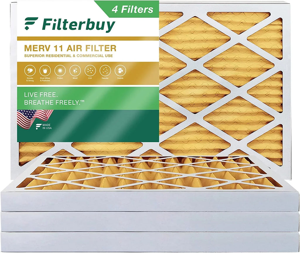 Filterbuy 8x20x2 MERV 11 Pleated HVAC AC Furnace Air Filters (4-Pack)