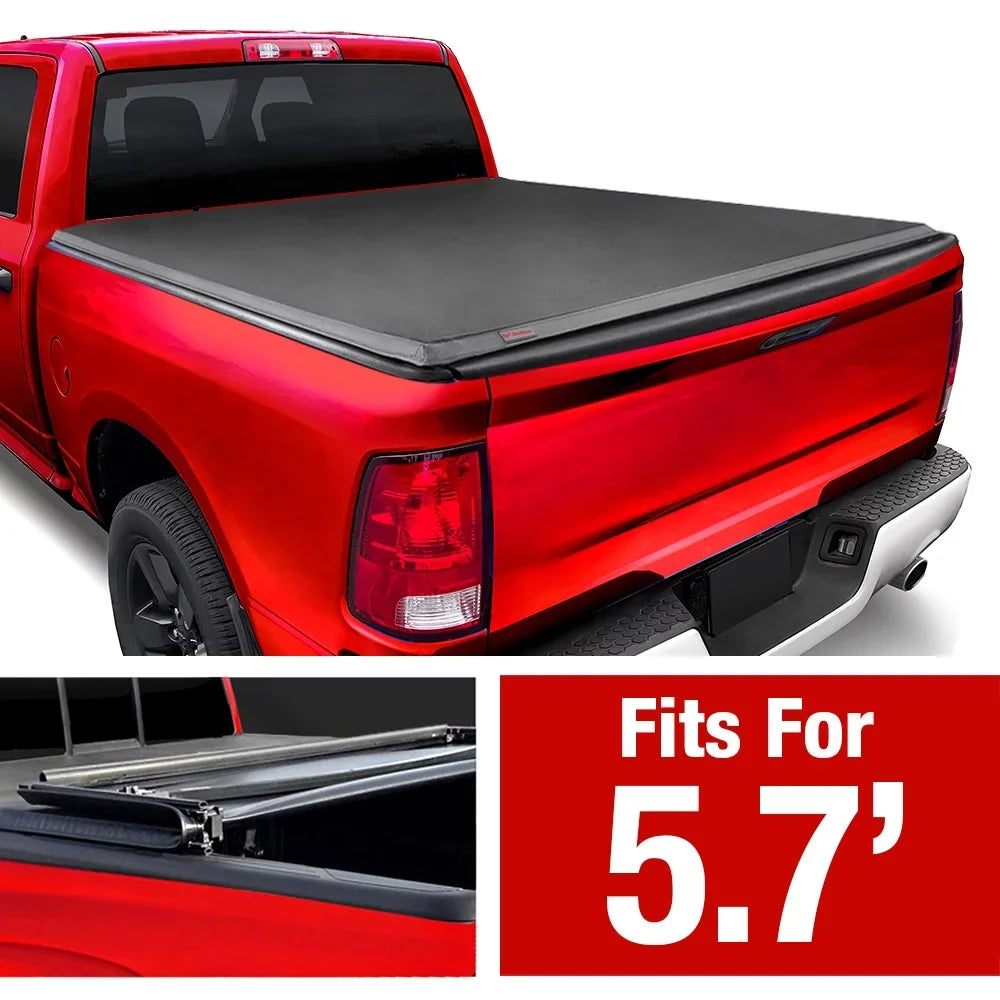MaxMate Soft Quad-fold Truck Bed Tonneau Cover Compatible with 2009-2018 Dodge Ram 1500; 2019-2023 Classic | 5'7" (67") Bed | TCD484015