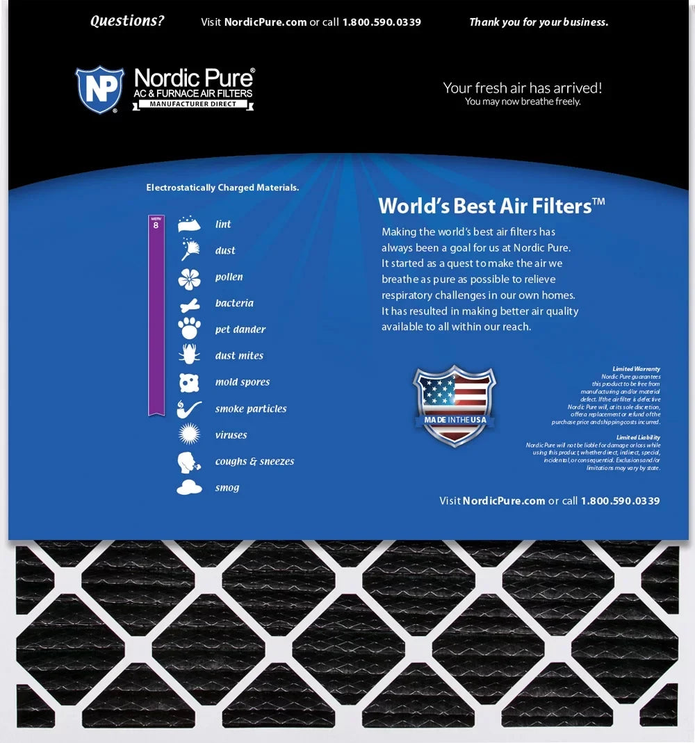 30x32x2 Geothermal MERV 8 Pleated Plus Carbon AC Furnace Filters 3 Pack