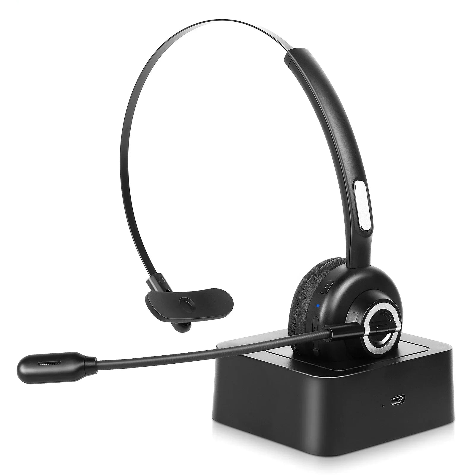 Comfortable Bluetooth Headset, UX-M97 Wireless Headset with Microphone, Cell Phone Headset with Noise IsoLatitudeion Mic Charging Base Mute Function for  Galaxy Z Flip3 5G With Charging Dock