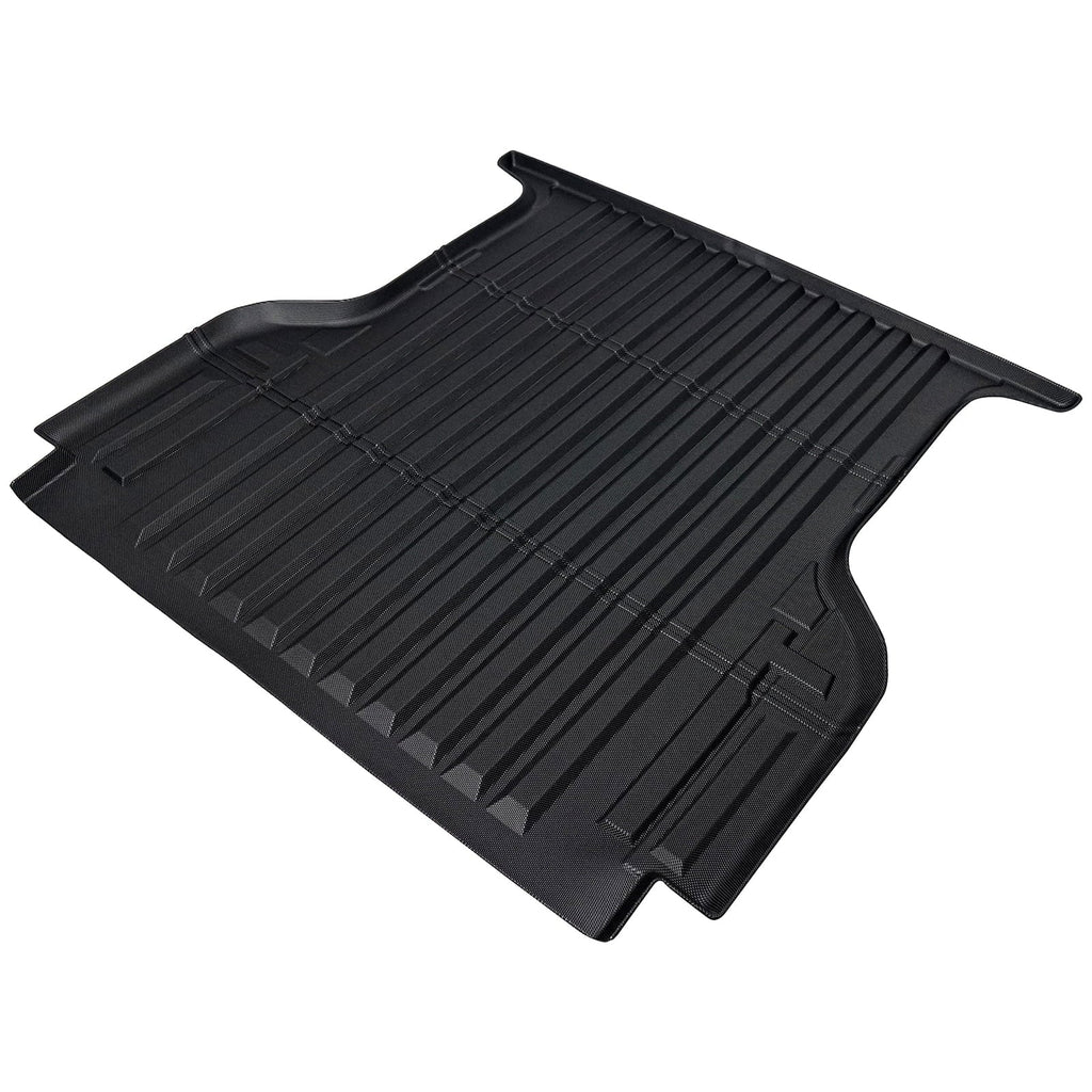 Ikon Motorsports Truck Bed Mat Compatible With 2019-2024 Ford Ranger Super Crew Cab 5Ft Short Bed, Black Rear Storage Floor Liner TPE Cargo Guard All Weather 3D Heavy Duty Trunk Flooring Protector