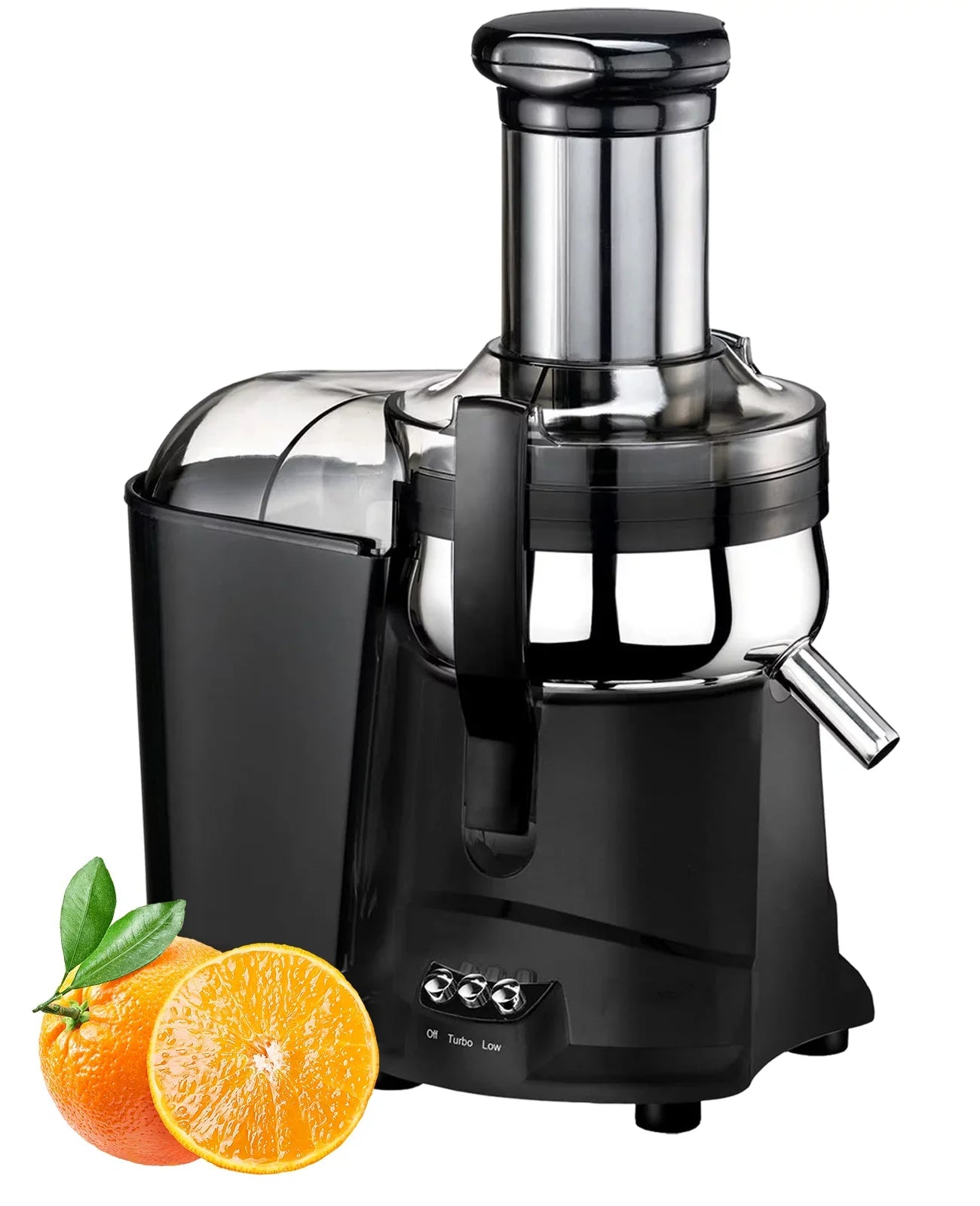 Centrifugal Juicer for Fruits & Vegetables - Hand Press Juicer with Safety Latch (Black)