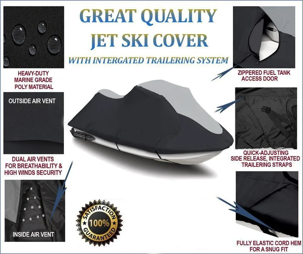 SUPER HEAVY-DUTY PWC 600D JET SKI Cover Compatible for Sea Doo Sea-Doo Bombardier Gsi 1996-1998 / GSX RFI 1999 2000 Jet Ski PWC Cover 1-2 Seater