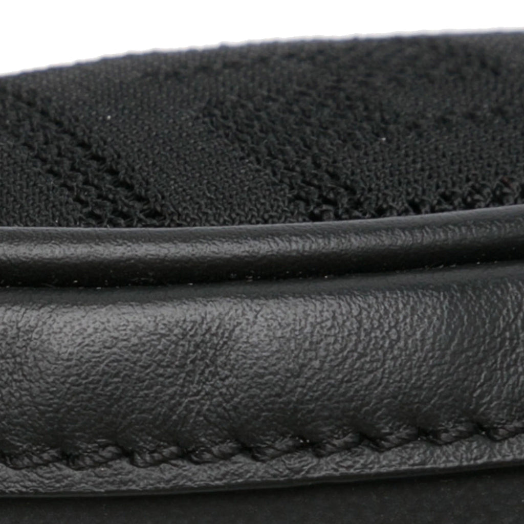 Pre-Owned Authenticated Fendi FF Neoprene Vitello Grace Perforated Pocket Belt Bag Knit Fabric Black Unisex (Good)