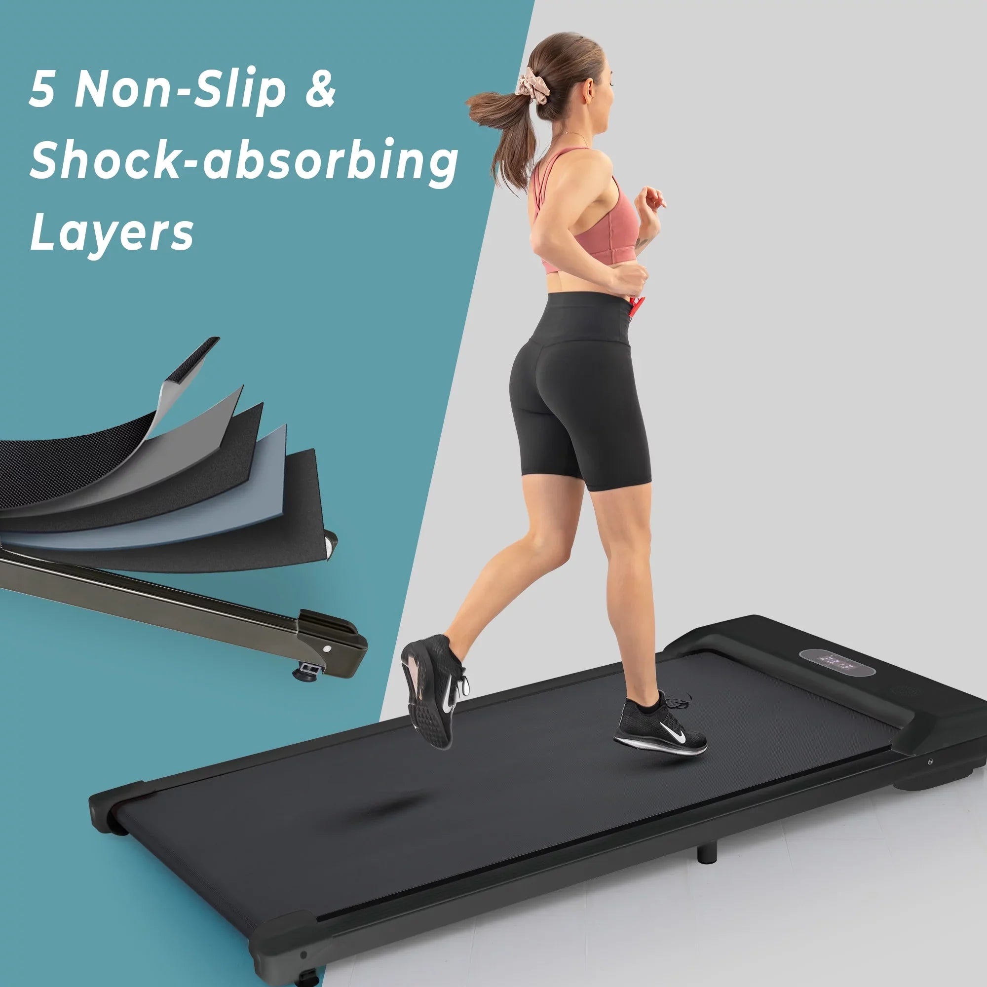Walking Pad Treadmill, BTMWAY Ultra-Quiet Under Desk Treadmill for Home Office Gym Use, 2.5 Electric Treadmill with Bluetooth APP/speaker/Remote Control/Display, 2 in 1 Portable Walking Pad