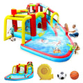 InfLatitudeable Water Slide,7 in 1 Bounce House with Slide,Climbing Wall, Splash Pool, Basketball Rim,Outdoor Backyard Fun Toys for Kid,Blower Included