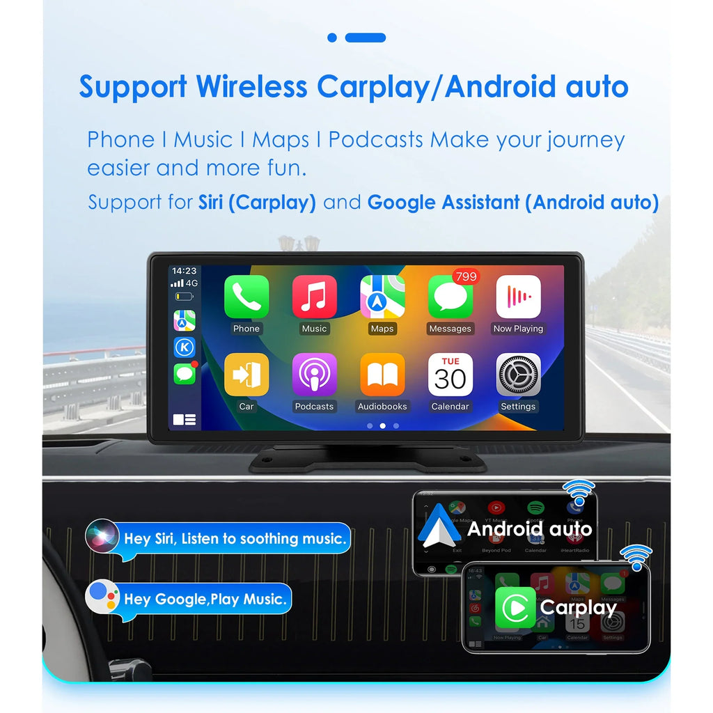 Android Auto Wireless  Carplay 360° Adjustable 10.26 Inch Touchdisplay Car Radio Stereo Head Unit Bluetooth GPS Navigation Player With Backup Camera