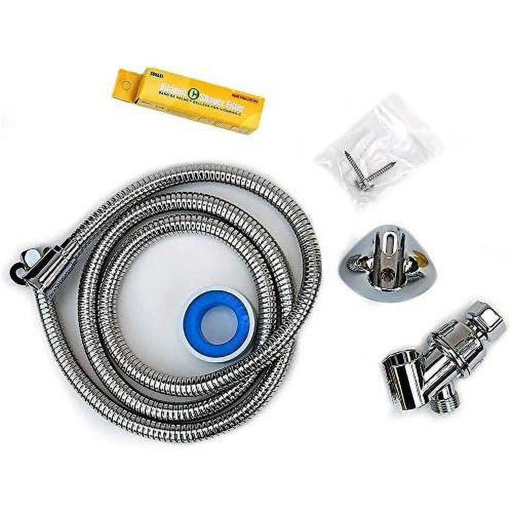 shower head with water filter by - 2 shower filters included - removes up to 99.9% of chlorine and chloramines - low flow premium pressure