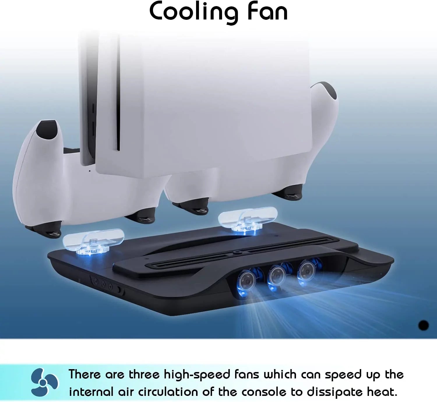 Cooling Fan and Dual Controller Charger Station for PS5 Console, Cooler Station and Charging Dock with Extra USB Ports for Playstation 5 UHD and Digital Edition