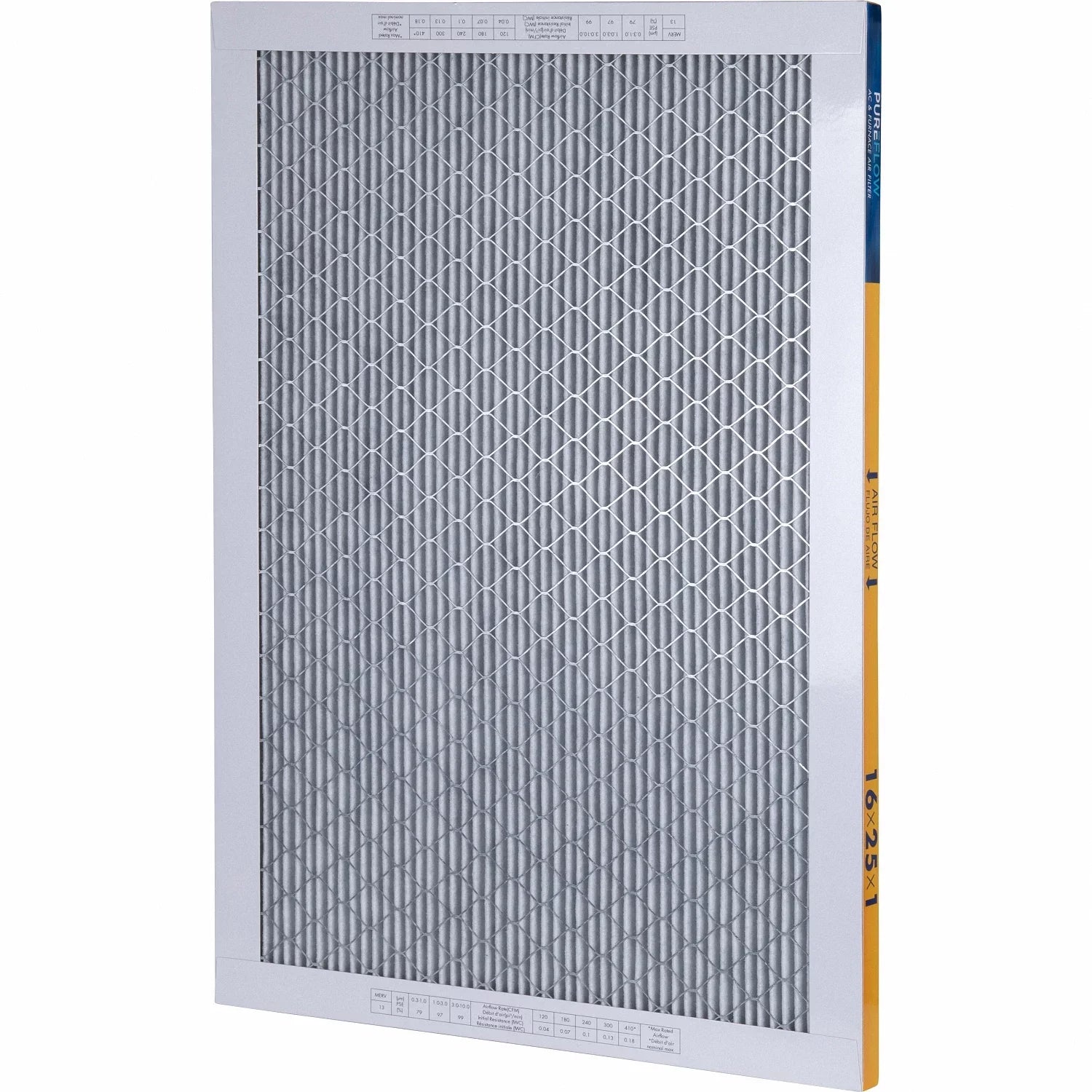 PureFlow, Home Furnace Air Filter 16x25x1, with 4 Layers of Advanced Filtration Technology, MERV-13 Pack-of-2