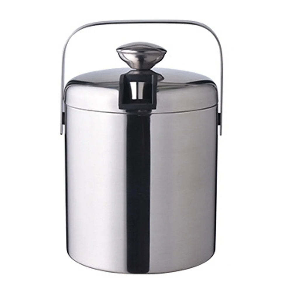Double-Wall Stainless-Steel InsuLatitudeed Ice Bucket With Lid & Ice Tong 1300 ML