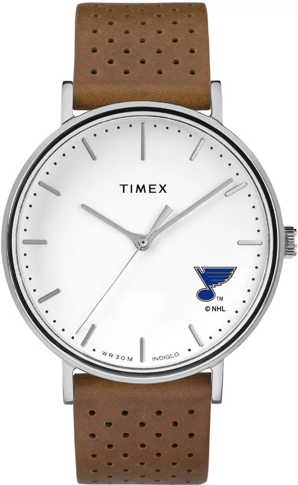 Timex Womens Timex Saint Louis Blues St Watch Bright Whites Leather