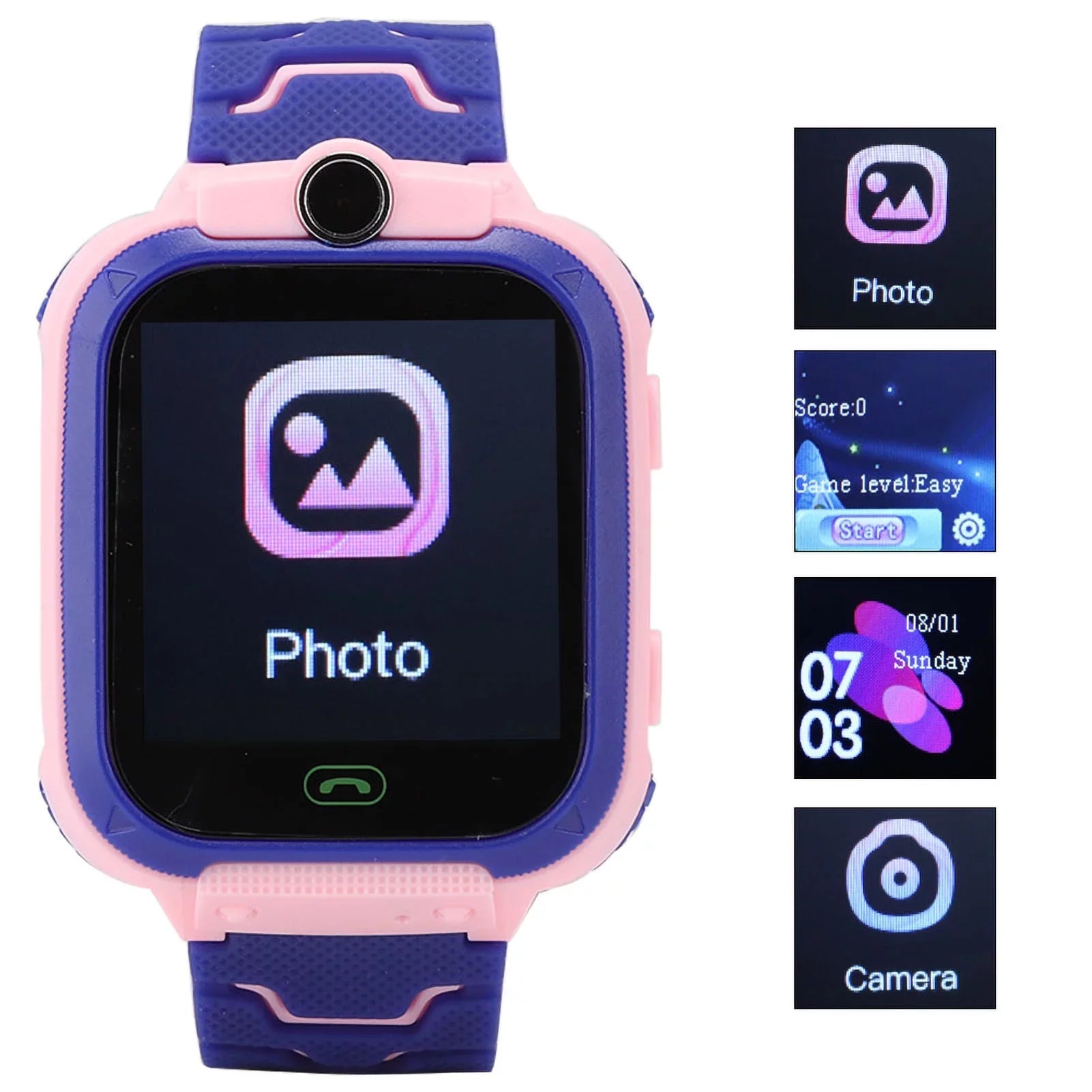 Fyearfly Relojes Digitales para niños, Reloj Inteligente a Prueba de Agua Reloj de Pulsera Digital multifunción para niños para IOS/AndroidQ12, Relojes para niños Reloj para Exteriores(Rosado)