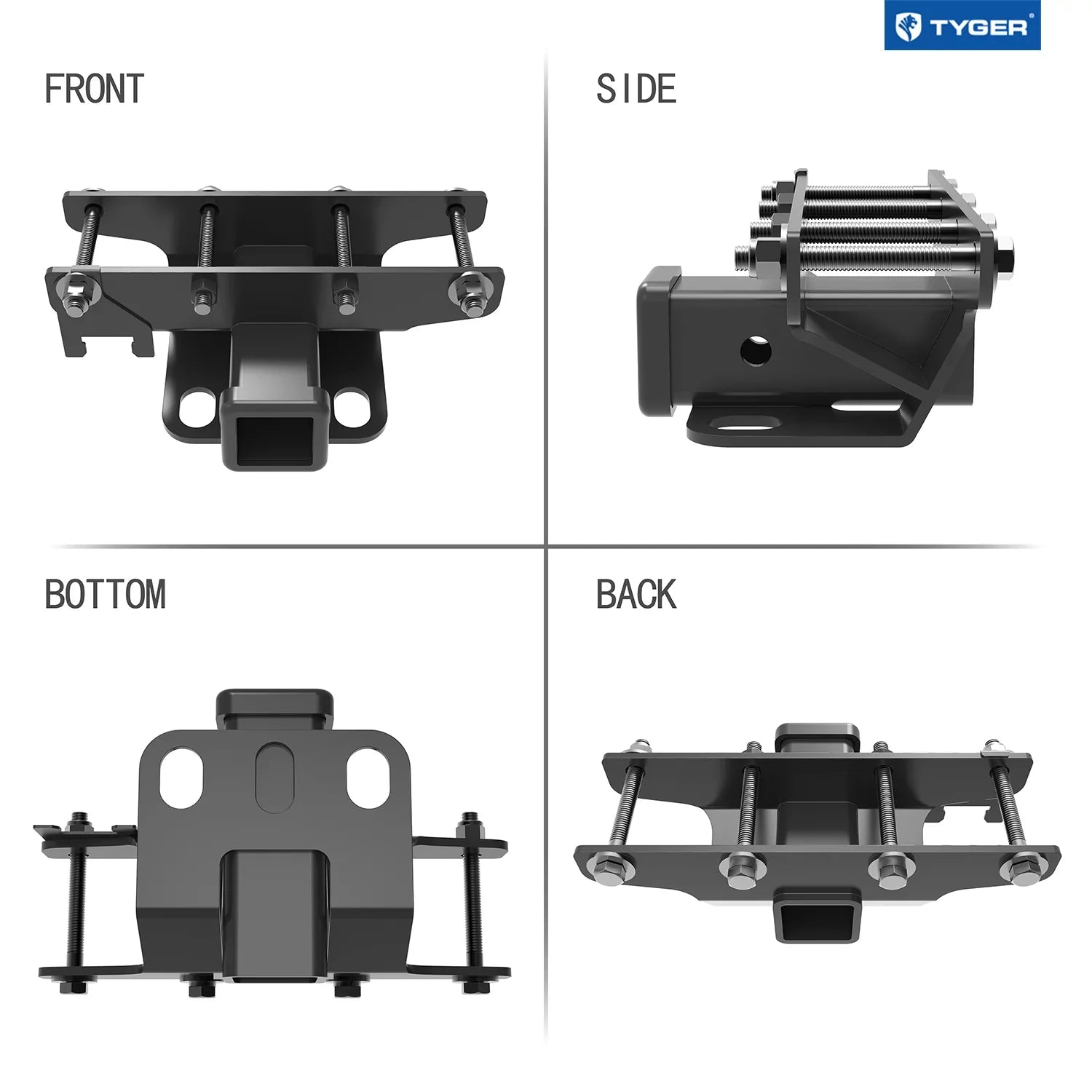 Tyger Auto TG-HC2J003B Hitch & Cover Kit Compatible with 2018-2024 Jeep Wrangler JL/JLU (Include 20-24 diesel engine; 21-24 4xe) Factory Style 2 inch Rear Receiver Hitch Tow Towing Trailer Hitch