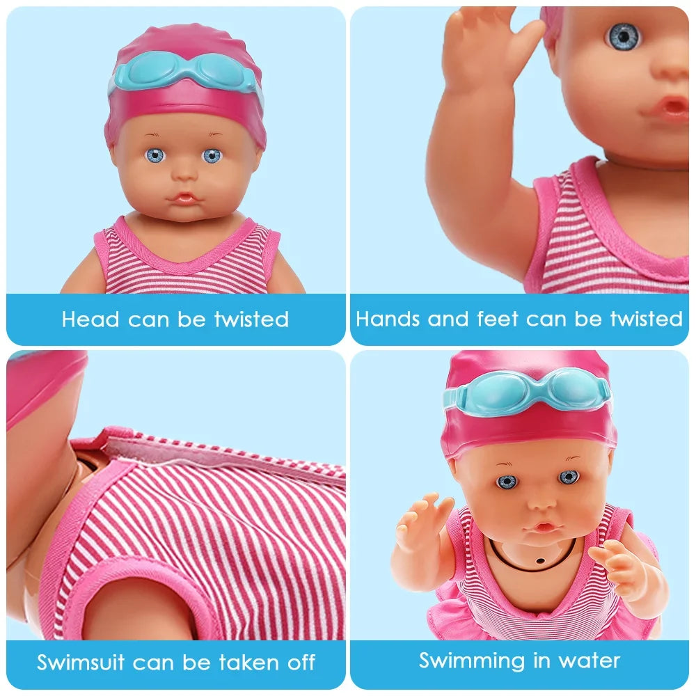 Sulobom Electric Swimming Doll for Pool Bath, Waterproof Bathtub Toys, Kids, Child, Pool Toys