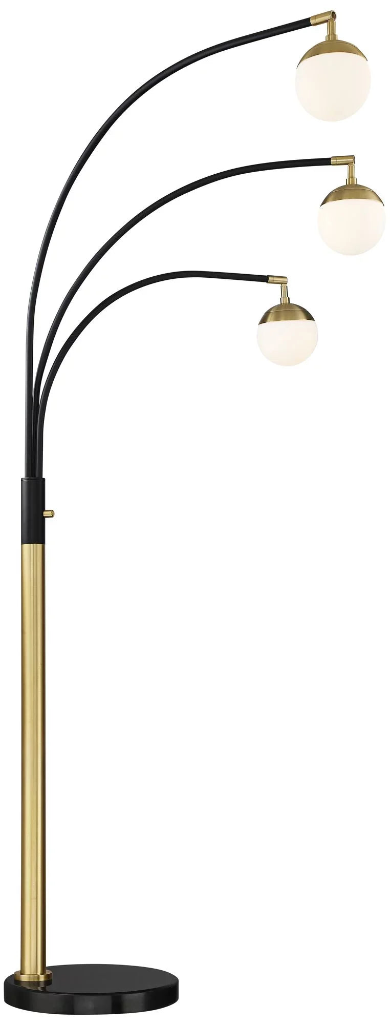 Possini Euro Design Rayne Modern Arc Floor Lamp 72" Tall Gold Black 3 Light LED Adjustable Arm Frosted Glass Globe Shade for Living Room Reading Home