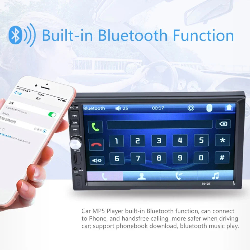 7" Double Din Radio Car Stereo Bluetooth HD Touch Screen with Reverse Camera And Mirror Link(Both Support Android and ios System)