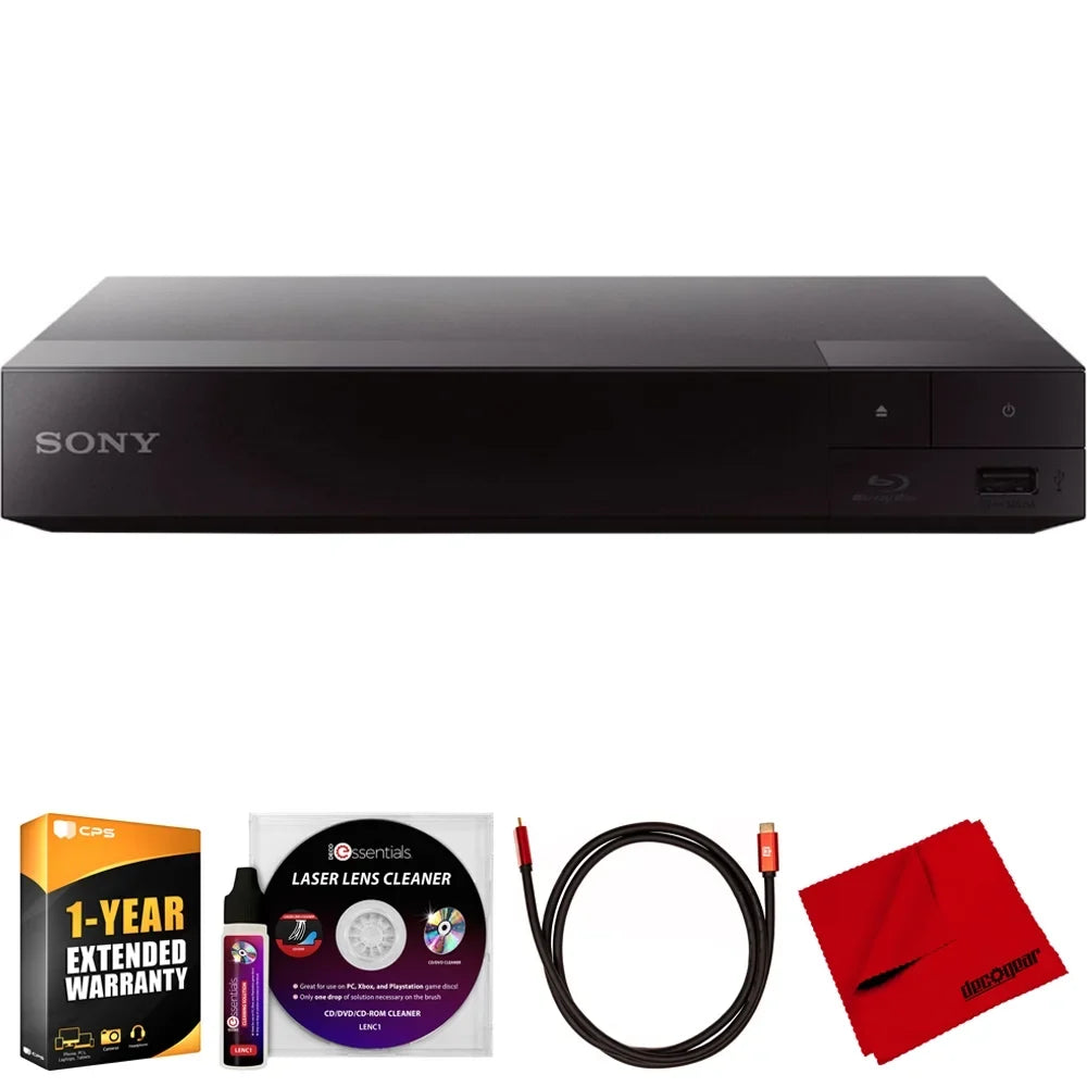 BDP-S1700 Streaming Blu-ray Disc Player Bundle with Deco Gear 6FT 4K HDMI Cable, Microfiber Cleaning Cloth, Deco Essentials Laser Lens Cleaner & 1 Year CPS Enhanced Protection Pack