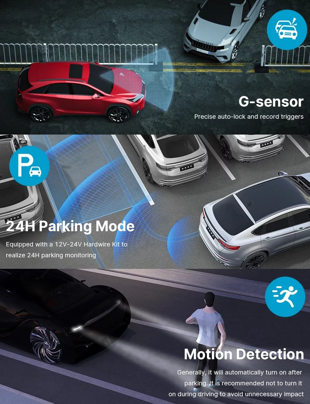 Dual Dash Cam Front and Rear 4K+1080P Dash Cam for Cars, 3" Car Dash Camera with Parking Monitor, Support 256GB