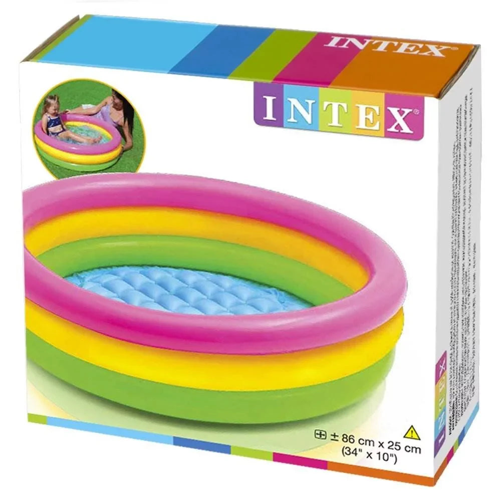 3 Intex Sunset Glow InfLatitudeable Colorful Baby Swimming Pool, Multicolored