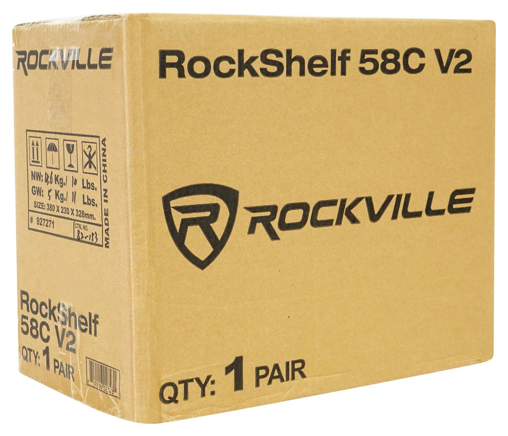 Pair Rockville RockShelf 58C Classic 5.25" Home Bookshelf Speakers w/37" Stands