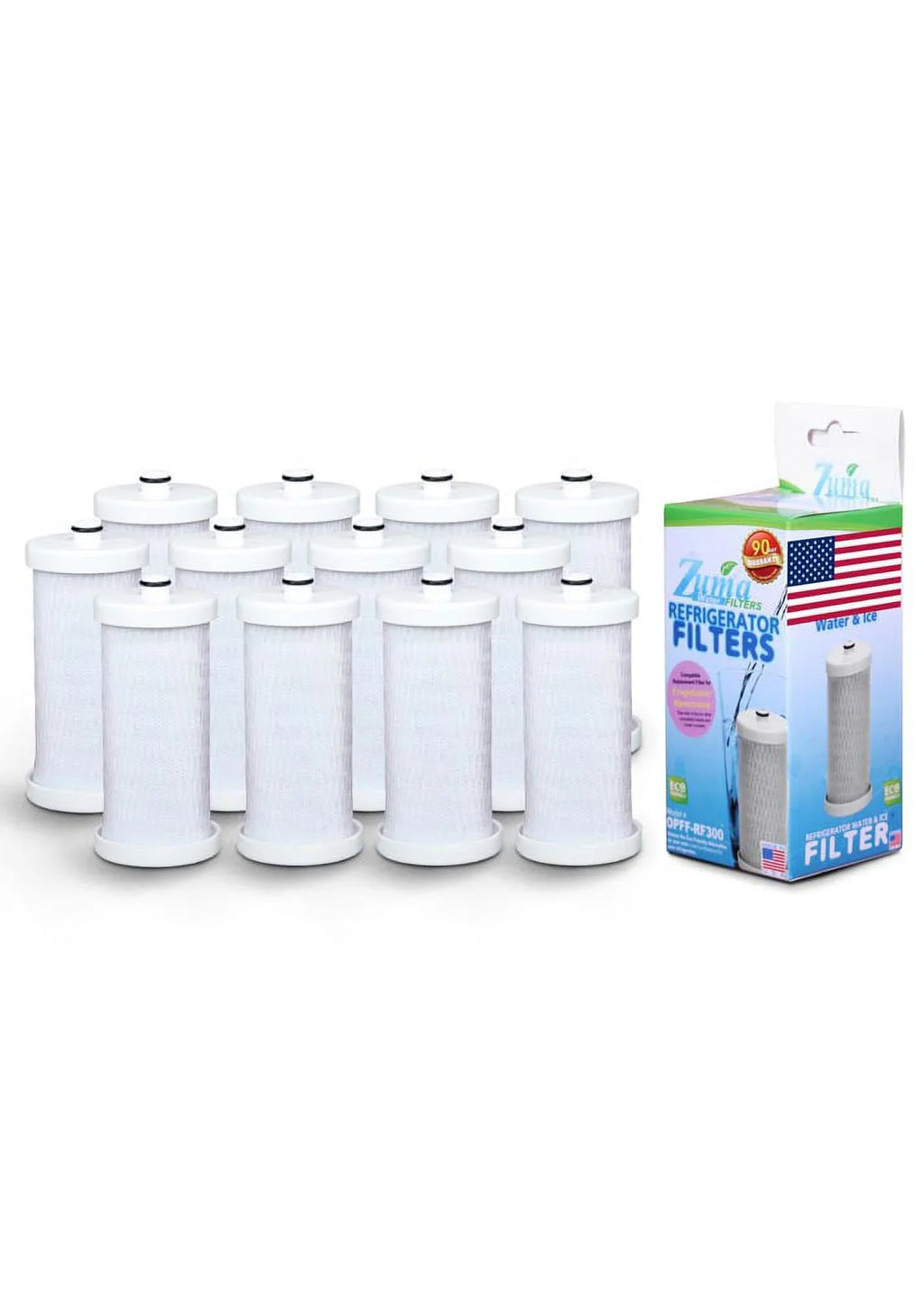 ZUMA Brand , Water and Ice Filter , Model # OPFF-RF300 , Compatible with Frigidaire® NGRG-2000 - 12 Pack - Made in U.S.A.