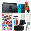Nintendo Switch Neon Joy-Con with Mario Party and 14 in 1 Accessories Kit