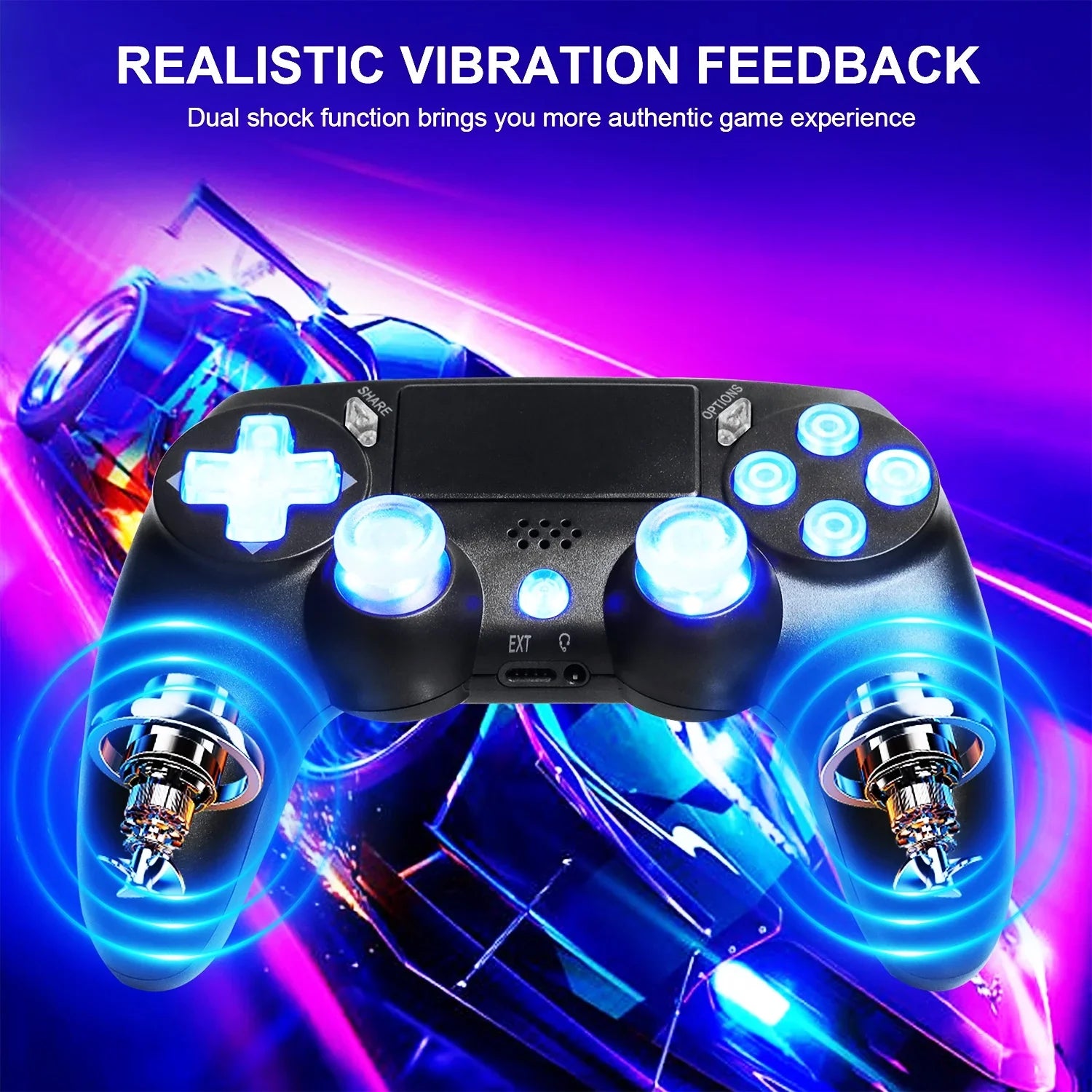 SPBPQY Wireless Controller Game Joystick Controller for PS4/ Slim/Pro,Compatible with PS4 Console-Black