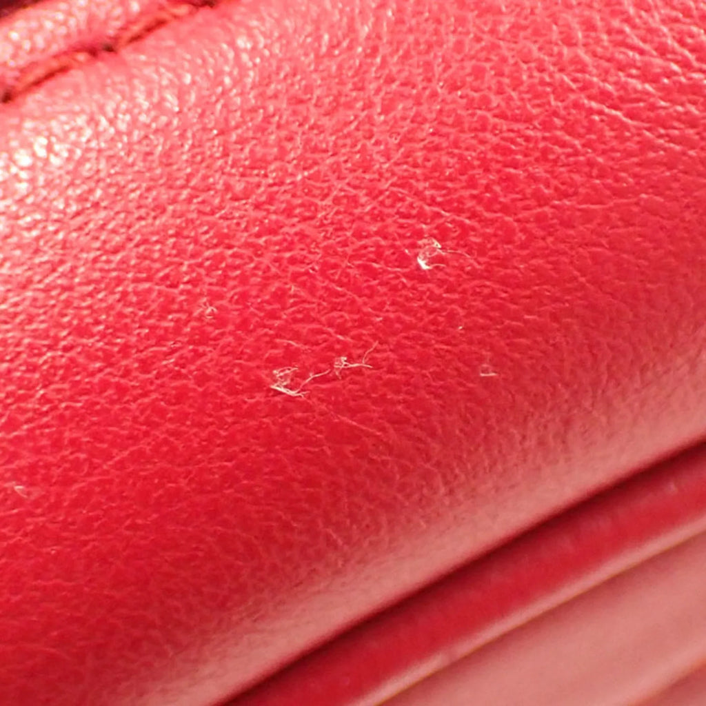 Pre-Owned Gucci Quilted Small Shoulder Bag GG Marmont Women's Red Leather 447632 (Good)