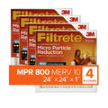 Filtrete 24x24x1 Air Filter, MPR 800 MERV 10, Micro Particle Reduction, 4 Filters