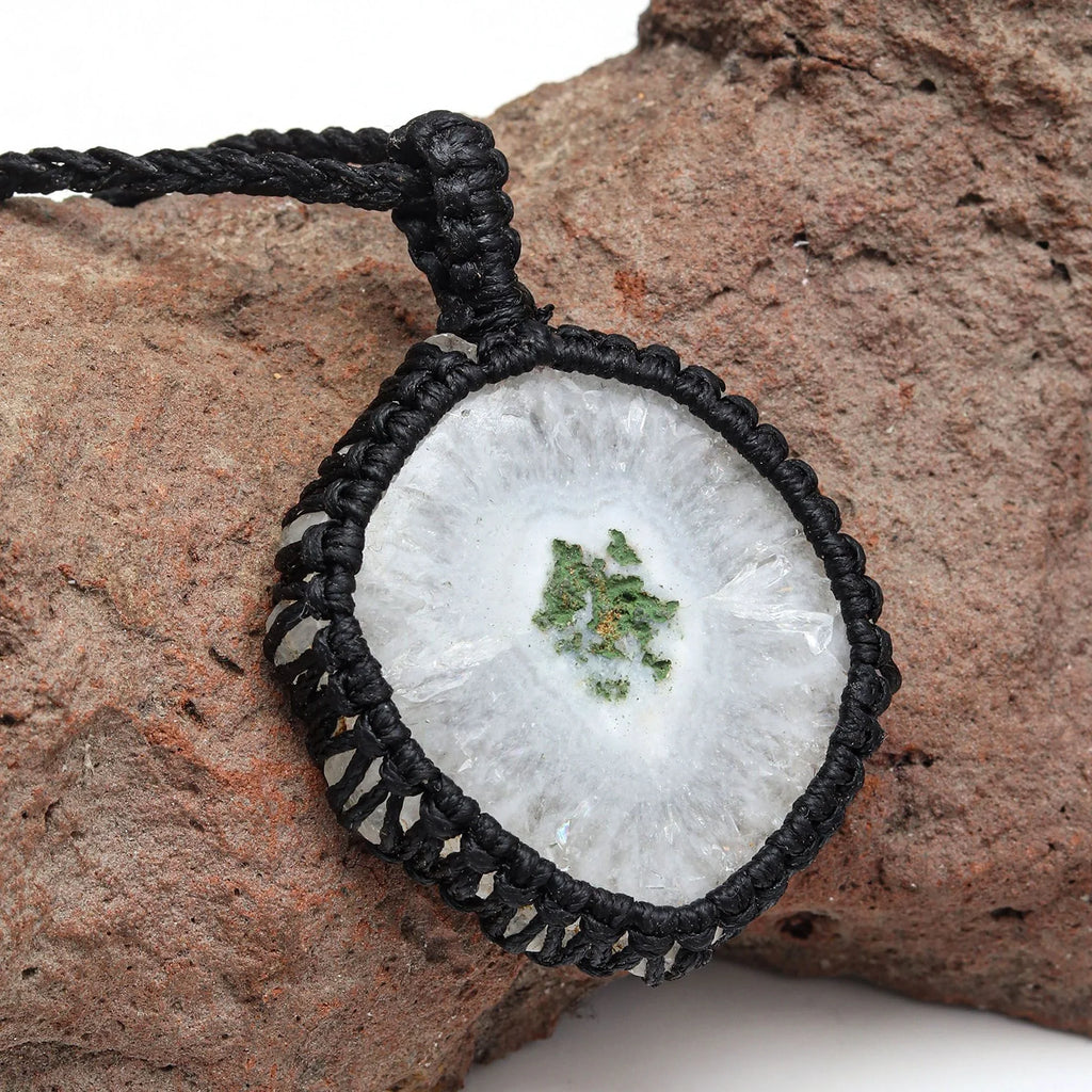Solar Drusy Gemstone Holloween Gifted Jewelry Macrame Gift For Her Necklace