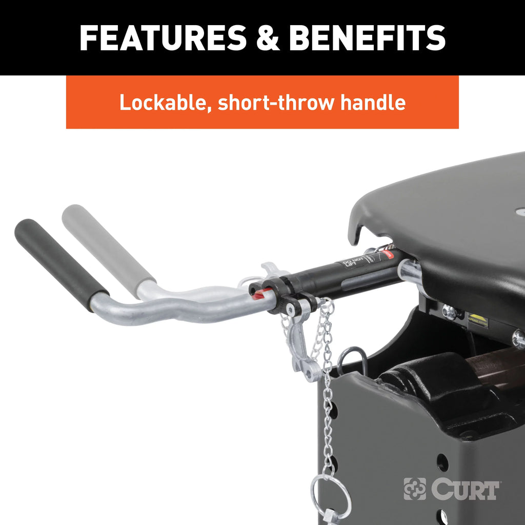 CURT 16266 Q25 5th Wheel Hitch with Base Rails, 25,000 lbs