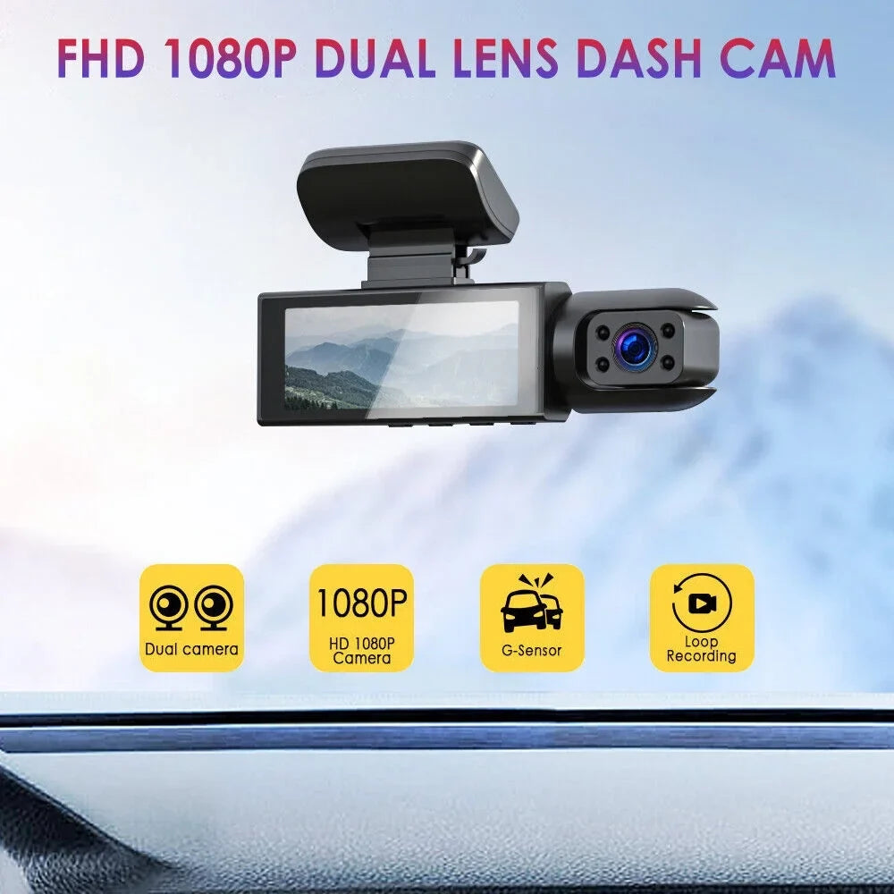 JLLOM Car DVR Dash Cam with Dual Lens Front and Inside Camera - 1080P