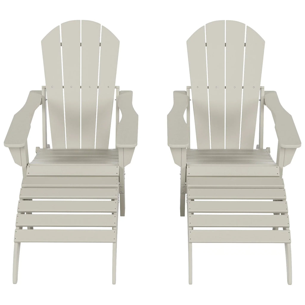 Polytrends  Laguna All Weather Poly Outdoor Patio Adirondack Chair Conversation Set - (4-Piece) Sand