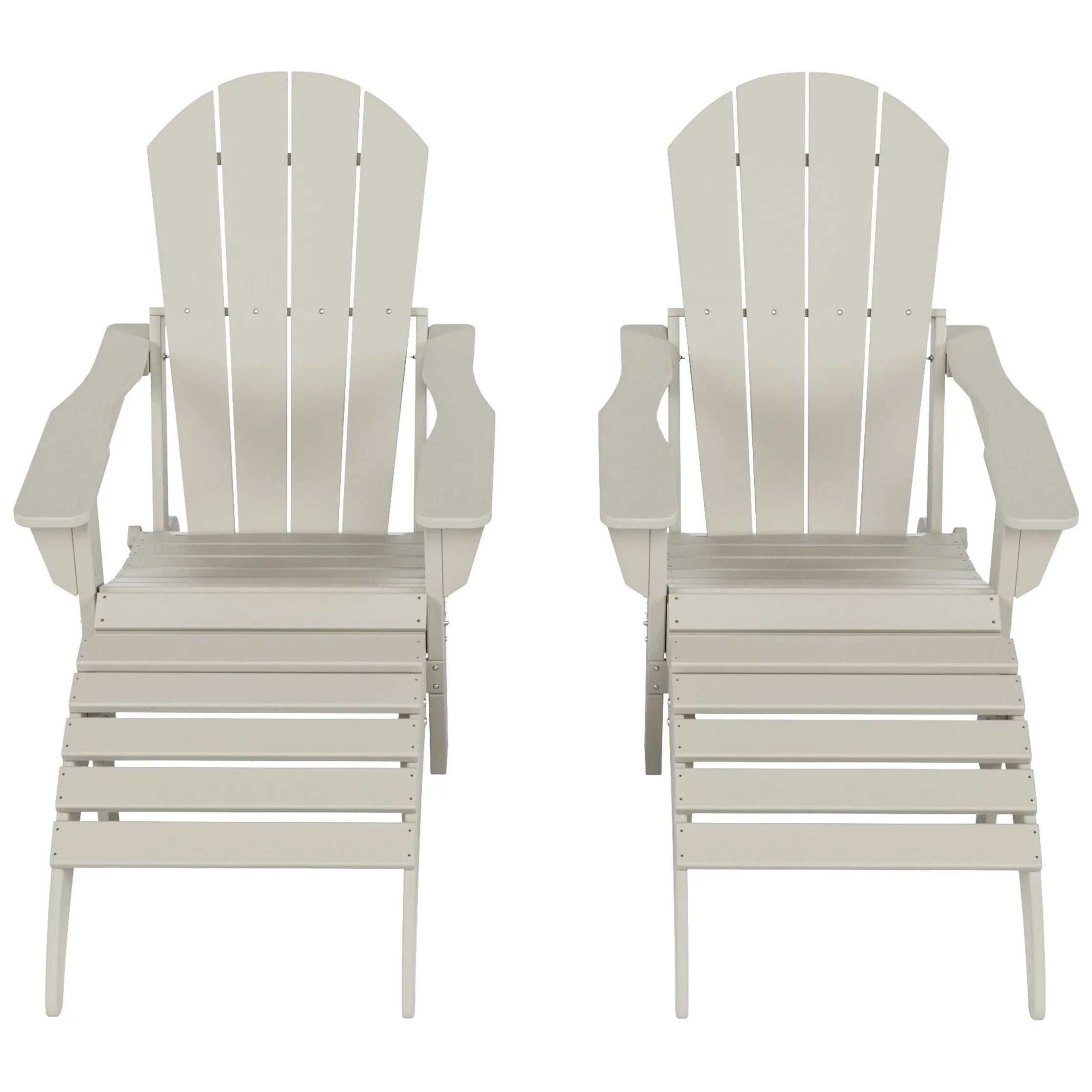 Polytrends  Laguna All Weather Poly Outdoor Patio Adirondack Chair Conversation Set - (4-Piece) Sand