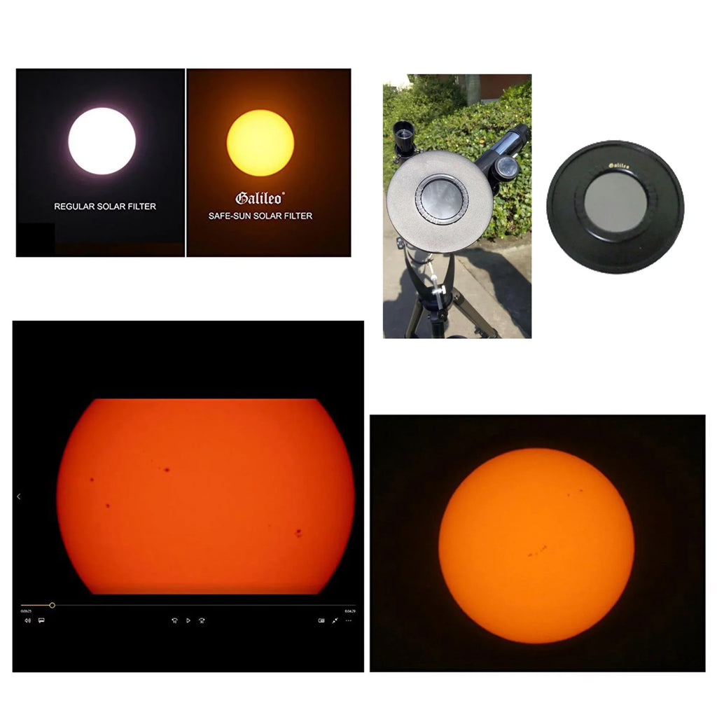 Galileo 800mm x 80mm Reflector Telescope w/ Solar Filter, White,