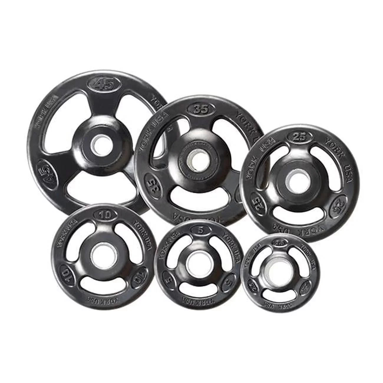 York Barbell  Grip Steel Composite Olympic Iron PLatitudee, Black - 25 lbs