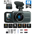 Dual Dash Cam Front and Rear 4K+1080P Dash Cam for Cars, 3" Car Dash Camera with Parking Monitor, Support 256GB
