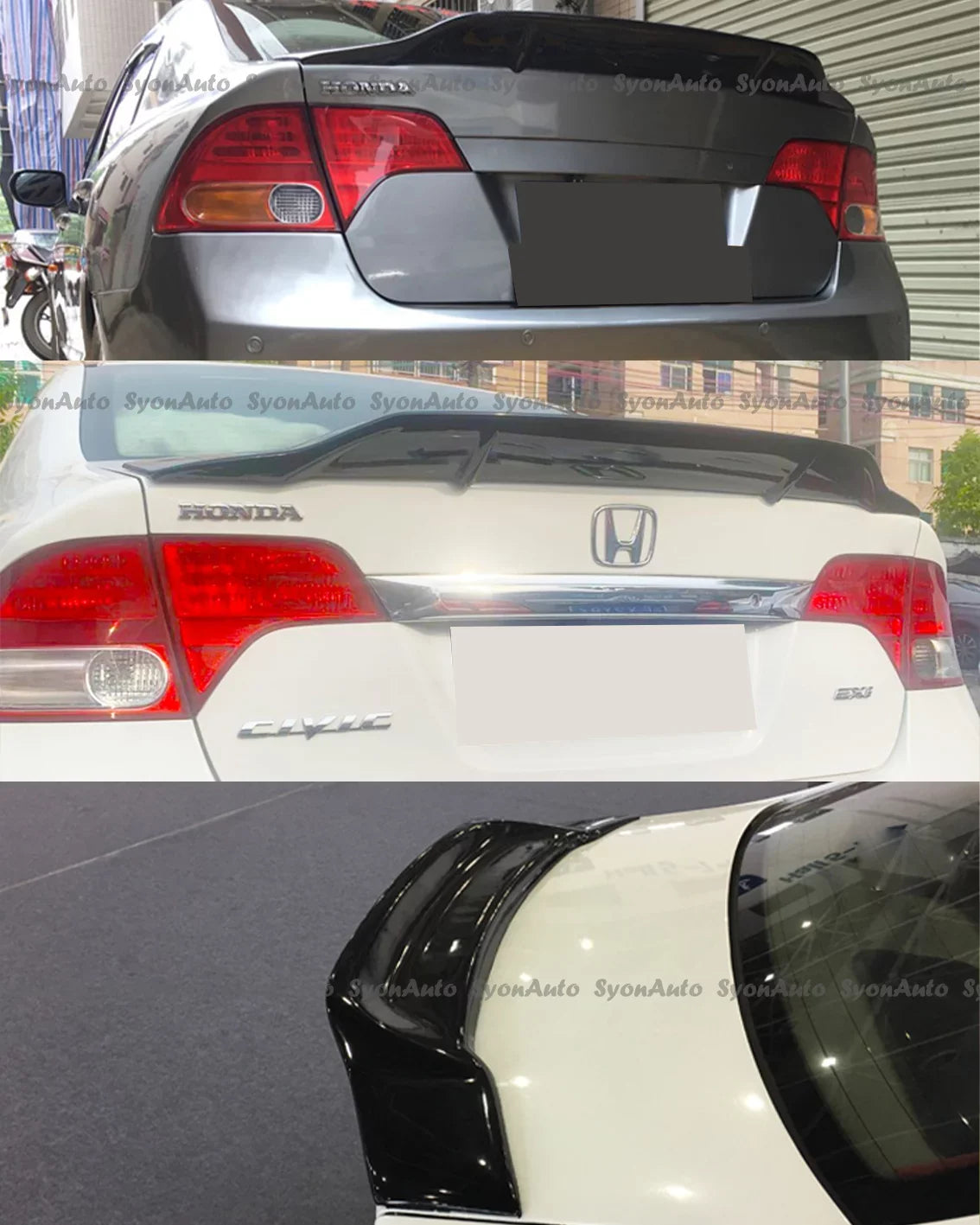 FITS 2006-2011 HONDA CIVIC SEDAN GLOSSY BLACK RS STYLE HIGHKICK TRUNK SPOILER WING