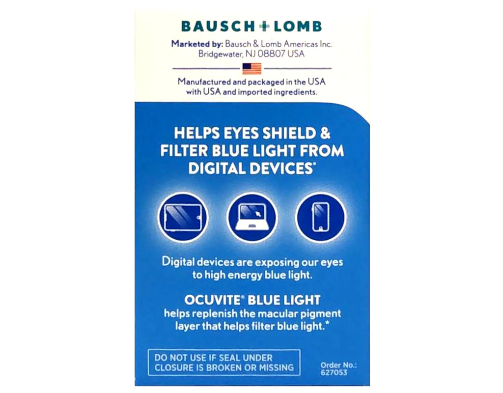 Bausch & Lomb Ocuvite Blue Light Eye Health Supplement Soft Gels, 30 Count - Pack of 6