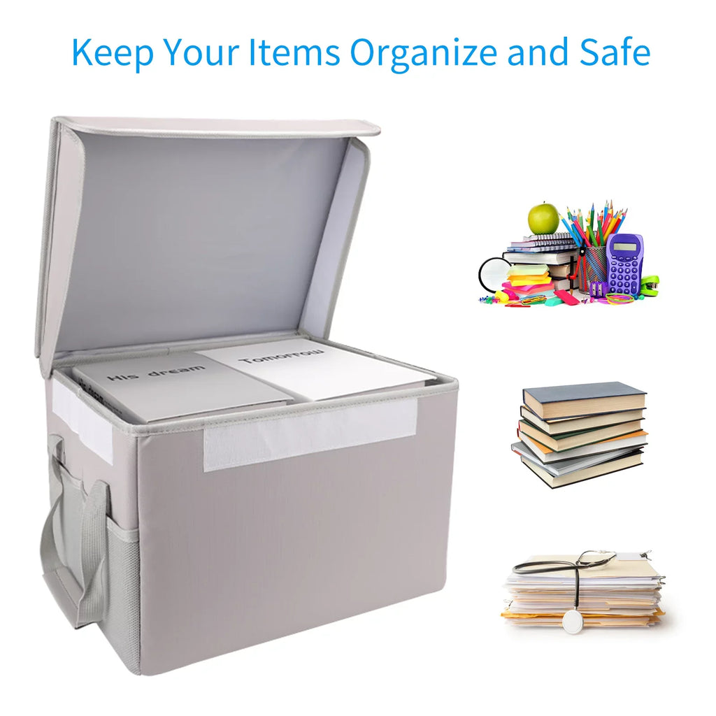 Andoer Fireproof Document Bag Fireproof Waterproof Storage Box Suitable for Hanging LetterLegal Folder Magazine Files Book Portable Home Office Car Box with Lid
