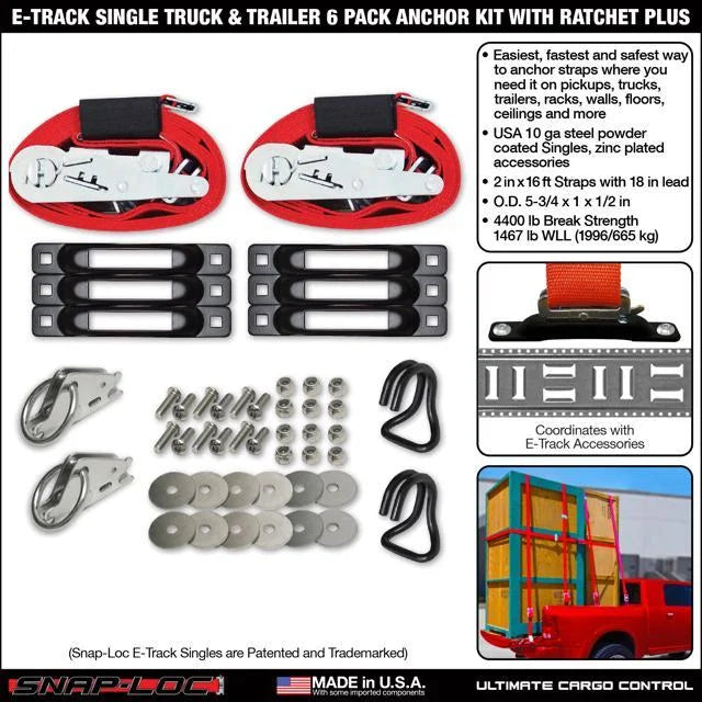 Snap-Loc E-Strap System Bonus Pack Plus with 2 x 16 in. Ratchet for Trucks & Trailers