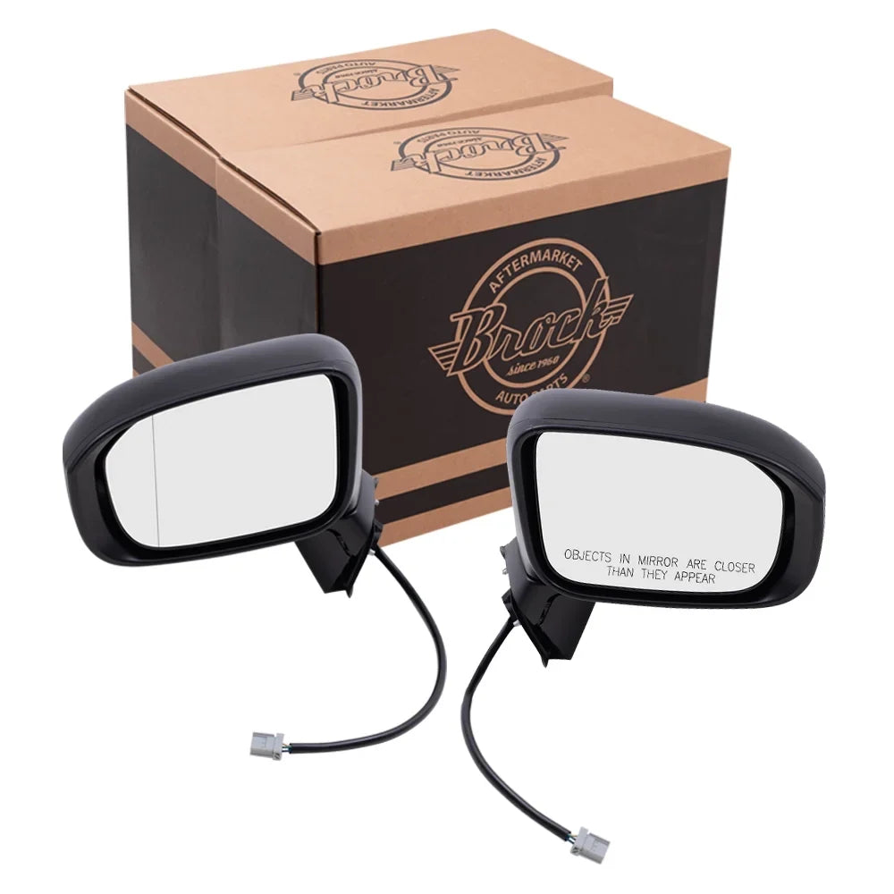 Brock Aftermarket Replacement Driver Left Passenger Right Power Mirror Without Heat-Camera Paint To Match Black Set Compatible With 2014-2015 Honda Civic