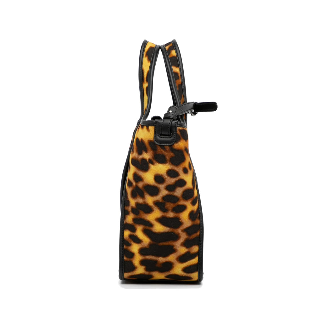 Pre-Owned Authenticated Stella McCartney Animal Print Logo Satchel Canvas Fabric Brown Unisex (Good)