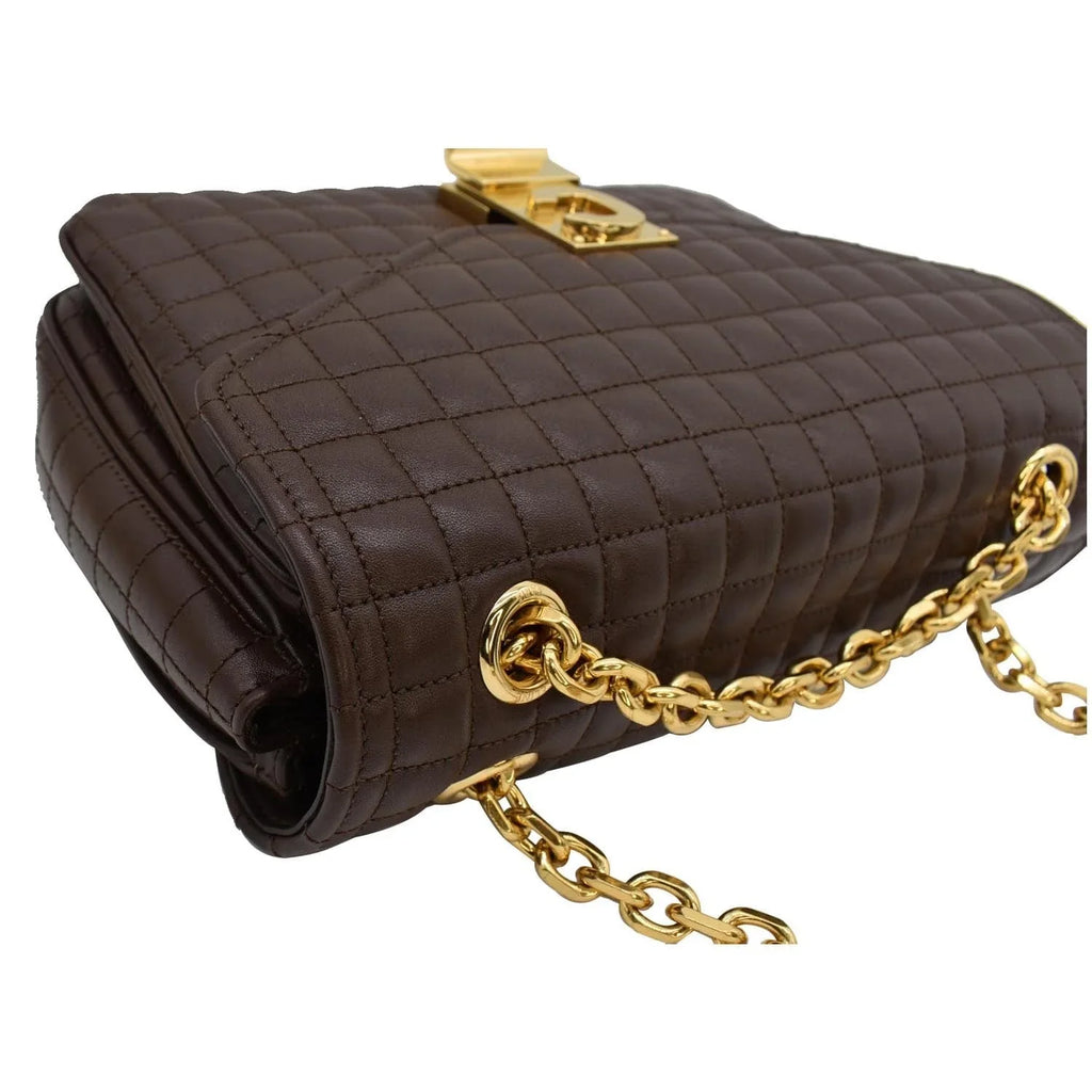 Pre-owned CELINE Medium C Quilted Leather Crossbody Bag Khaki