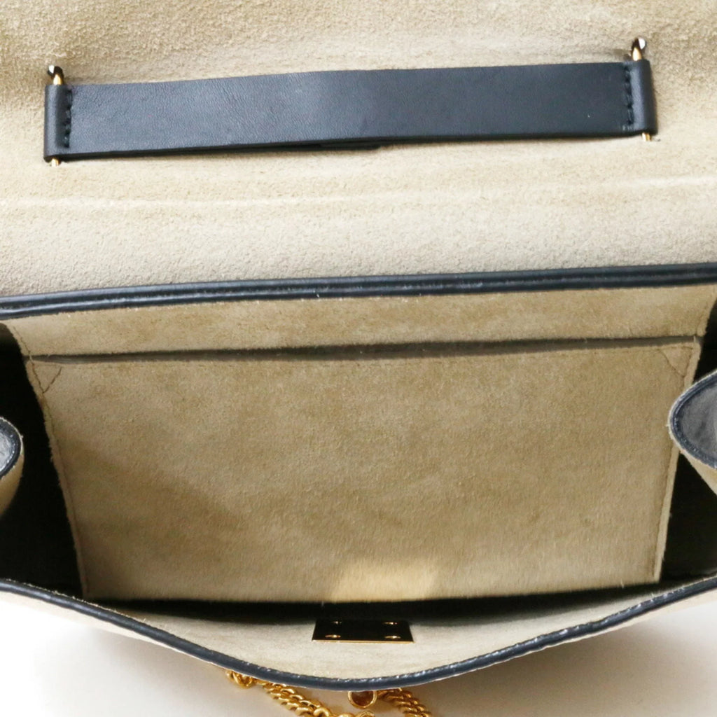 Pre-Owned Chloé Leather Shoulder Bag Beige,Black (Fair)