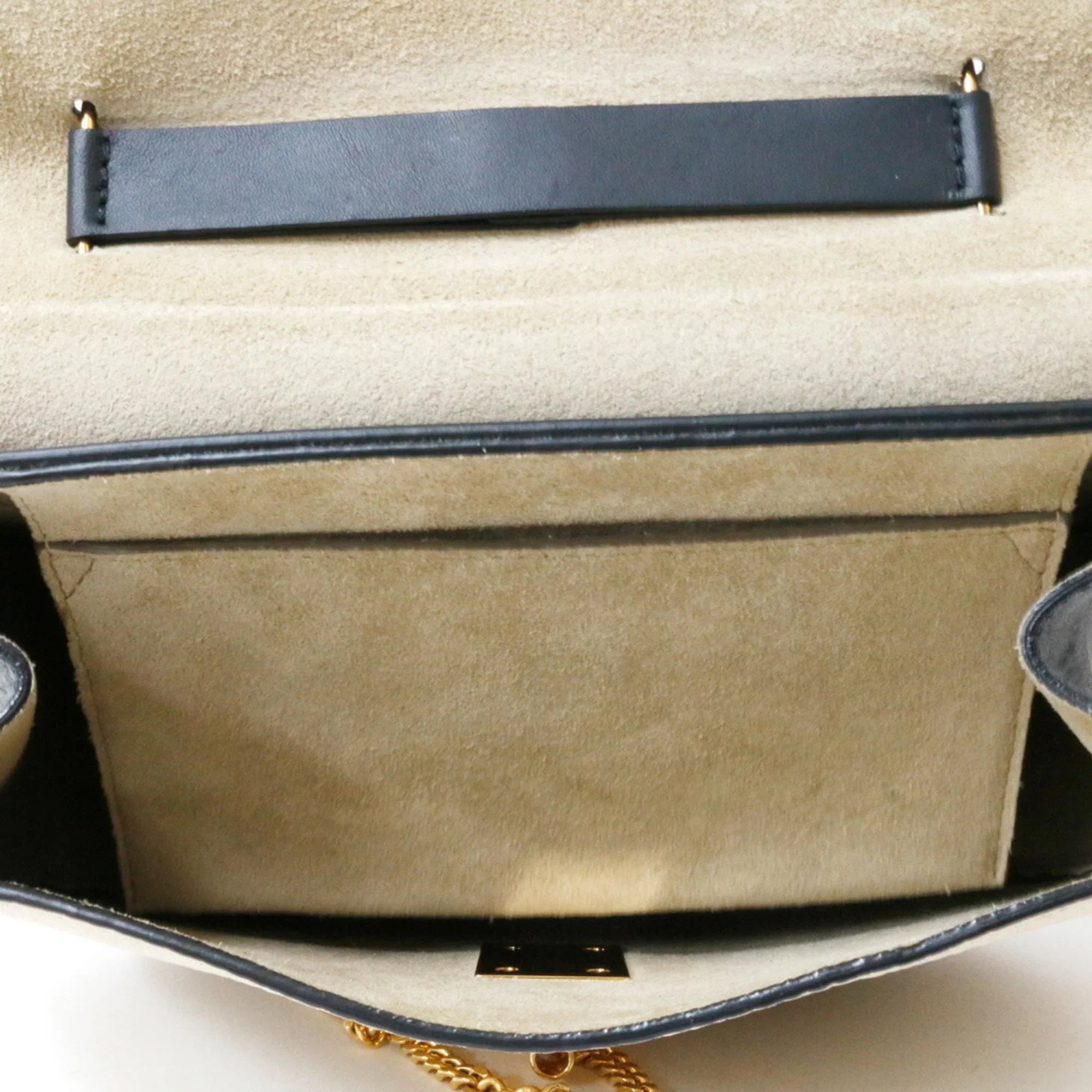 Pre-Owned Chloé Leather Shoulder Bag Beige,Black (Fair)