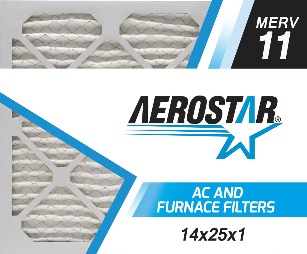 Aerostar 14x25x1 MERV  11,  Air Filter, 14x25x1, Box of 4